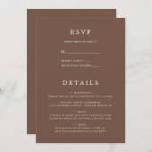 Einfache Elegante minimalistische Hochzeit RSVP & Einladung (Vorne/Hinten)