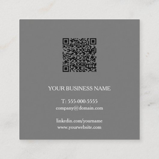 Einfache Elegante Minimalistische moderne QR-Codes Quadratische Visitenkarte (Rückseite)