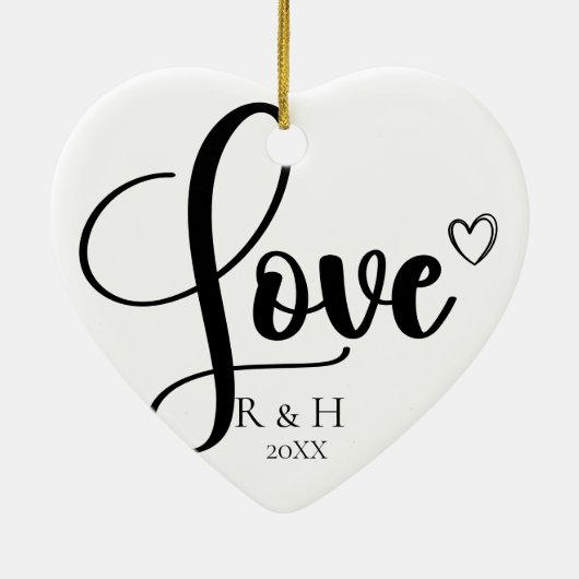Einfache Elegante Minimalistische Personalisierte Keramik Ornament (Hinten)