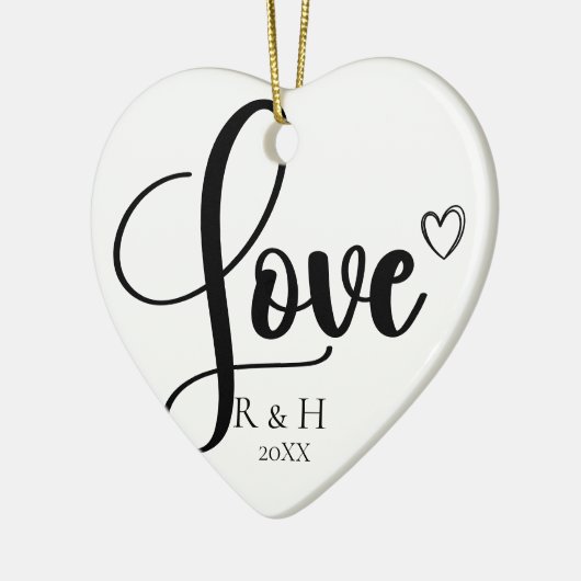 Einfache Elegante Minimalistische Personalisierte Keramik Ornament (Links)