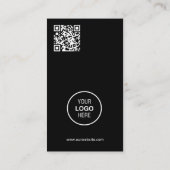 Einfache Elegante Minimalistische Qr-Code Schwarz- Visitenkarte (Rückseite)