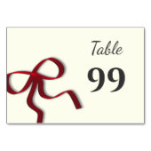 Einfache Elegante Minimalistische Red Bow Tischnummer (Rückseite)