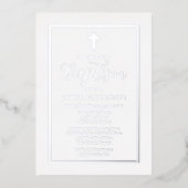 Einfache elegante Minimalistische Taufe Folieneinladung (Vorderseite)