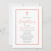 Einfache elegante Minimalistische Taufe in Rosa Einladung (Vorderseite)