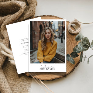 Einfache Elegante Miss an Mrs. Brautparty Foto Einladung