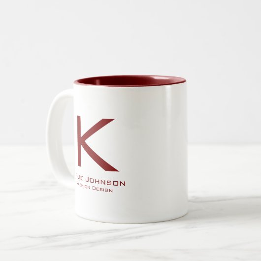 Einfache elegante Mit Monogramm Bezeichnung Zweifarbige Tasse (Vorderseite Links)