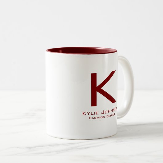 Einfache elegante Mit Monogramm Bezeichnung Zweifarbige Tasse (VorderseiteRechts)