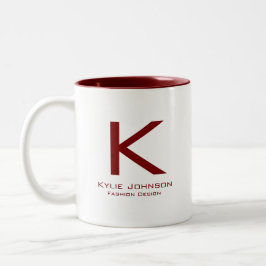 Einfache elegante Mit Monogramm Bezeichnung Zweifarbige Tasse