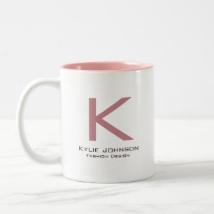 Einfache elegante Mit Monogramm Bezeichnung Zweifarbige Tasse