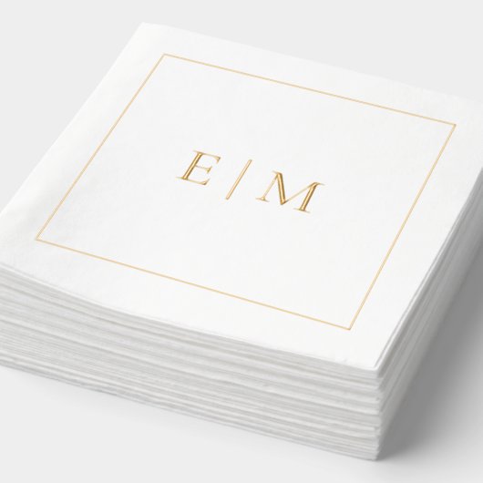 Einfache Elegante Mit Monogramm Hochzeit Gold Servietten Mit Folie (Ausschnitt)