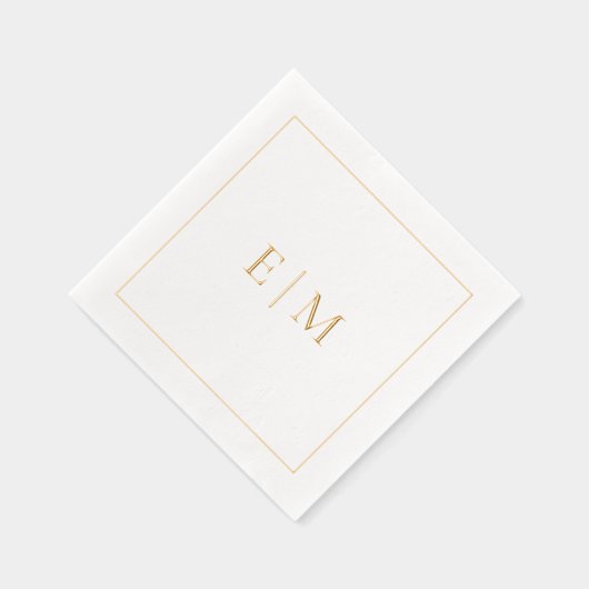 Einfache Elegante Mit Monogramm Hochzeit Gold Servietten Mit Folie (Rechts)