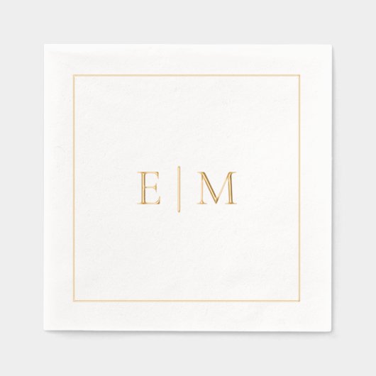 Einfache Elegante Mit Monogramm Hochzeit Gold Servietten Mit Folie (Vorderseite)