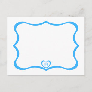 Einfache elegante Mit Monogramm Postkarte #Blue