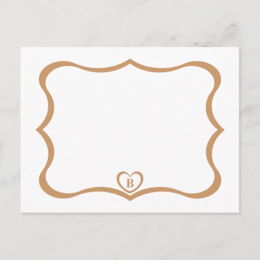 Einfache elegante Mit Monogramm Postkarte #Gold (Vorderseite)