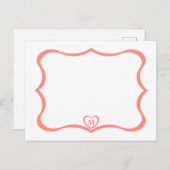 Einfache elegante Mit Monogramm Postkarte #Peach (Vorne/Hinten)