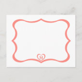 Einfache elegante Mit Monogramm Postkarte #Peach (Vorderseite)