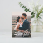 Einfache Elegante Mod Script Foto Hochzeit Vielen Postkarte (Stehend Vorderseite)