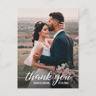 Einfache Elegante Mod Script Foto Hochzeit Vielen  Postkarte