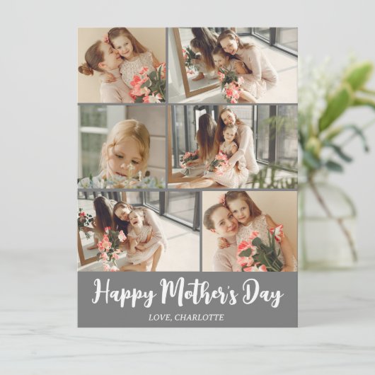 Einfache Elegante Modern Mothers Day Foto Collage Feiertagskarte (Stehend Vorderseite)