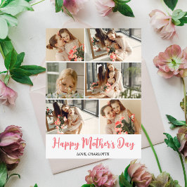 Einfache Elegante Modern Mothers Day Foto Collage Feiertagskarte