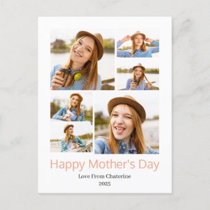 Einfache Elegante Modern Mothers Day Foto Collage Feiertagspostkarte