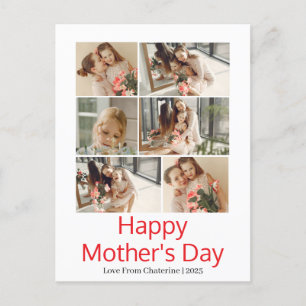 Einfache Elegante Modern Mothers Day Foto Collage Feiertagspostkarte