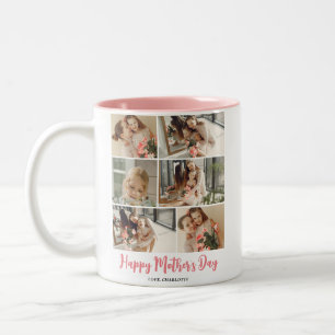 Einfache Elegante Modern Mothers Day Foto Collage Zweifarbige Tasse