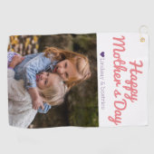 Einfache Elegante Modern Mothers Day Foto Name Golfhandtuch (Horizontal)