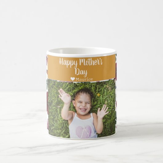 Einfache Elegante Modern Mothers Day Foto Name Kaffeetasse (Mittel)