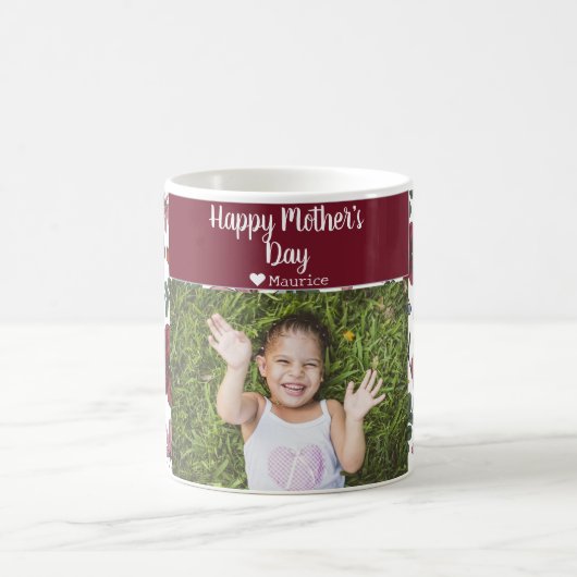 Einfache Elegante Modern Mothers Day Foto Name Kaffeetasse (Mittel)