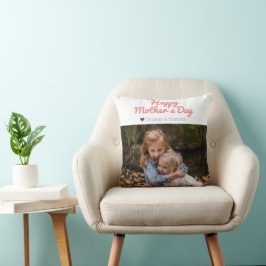 Einfache Elegante Modern Mothers Day Foto Name Kissen
