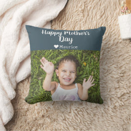 Einfache Elegante Modern Mothers Day Foto Name Kissen
