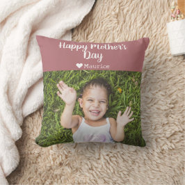 Einfache Elegante Modern Mothers Day Foto Name Kissen
