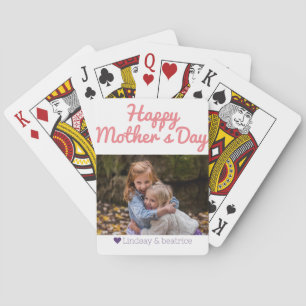 Einfache Elegante Modern Mothers Day Foto Name Spielkarten