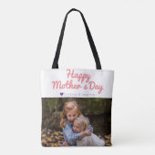 Einfache Elegante Modern Mothers Day Foto Name Tasche (Rückseite)