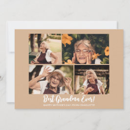 Einfache Elegante Modern Mothers Day Oma 4 Foto Feiertagskarte