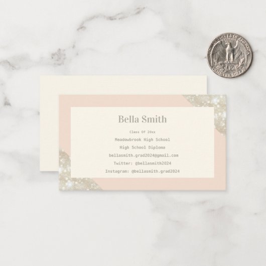 Einfache Elegante Moderne Abschluss Note Card Mitteilungskarte (Vorderseite/Rückseite Beispiel)