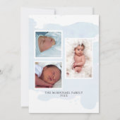 Einfache Elegante Moderne Baby Boy Foto Ankündigun Save The Date (Rückseite)