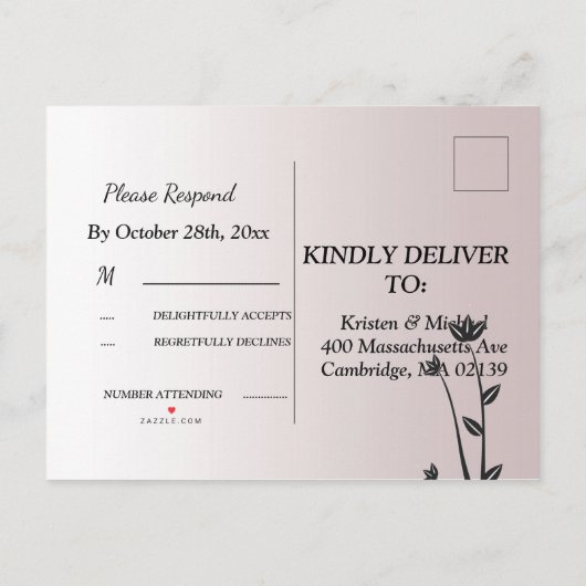 Einfache Elegante Moderne Blätter uAwg Einladung P (Rückseite)