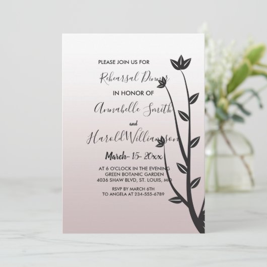 Einfache Elegante moderne BlätterRehearsal Aben Einladung (Stehend Vorderseite)