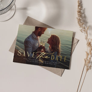 Einfache elegante moderne Ein-Foto-Save-the-Date-K Folieneinladung