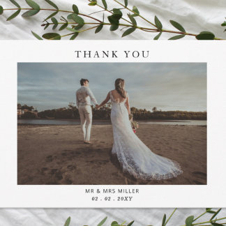 Einfache Elegante Moderne Foto Hochzeit Dankeskarte