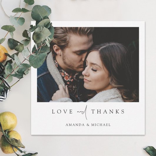 Einfache Elegante Moderne Foto Hochzeit Dankeskarte