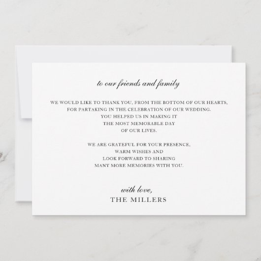 Einfache Elegante Moderne Foto Hochzeit Dankeskarte (Rückseite)