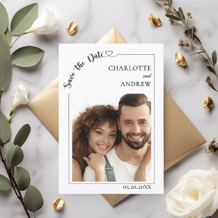 Einfache elegante moderne Foto-Hochzeit Save the D Date