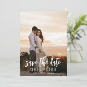 Einfache Elegante Moderne Foto Hochzeit Save The Date (Stehend Vorderseite)