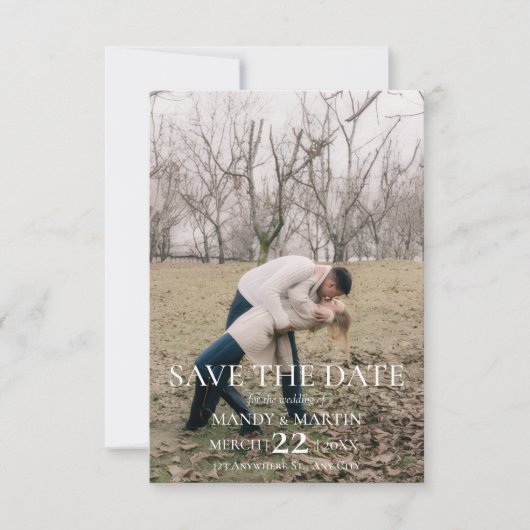 Einfache elegante moderne Foto-Hochzeit Save The Date (Vorderseite)