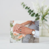 Einfache Elegante Moderne Foto Hochzeit Vielen Dan Postkarte (Stehend Vorderseite)