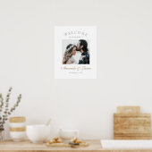 Einfache Elegante Moderne Foto Hochzeit Willkommen Poster (Küche)