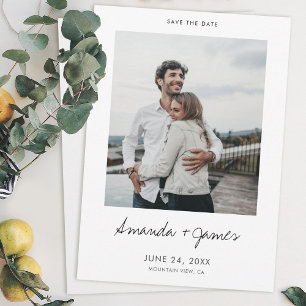 Einfache elegante moderne Foto-Hochzeits-Einladung Save The Date